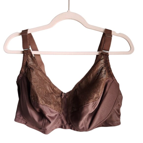 Glamorise Bra 44C Brown Women's Full Figure MagicLift Original Wirefree Back Clo - Picture 1 of 9